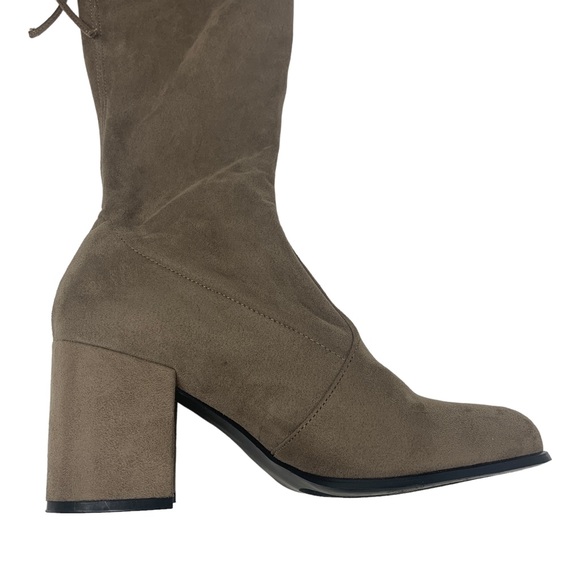 Steve Madden Suede Over-the-Knee Boots Tan Block Heel Tie Back Size 8 - Picture 13 of 16